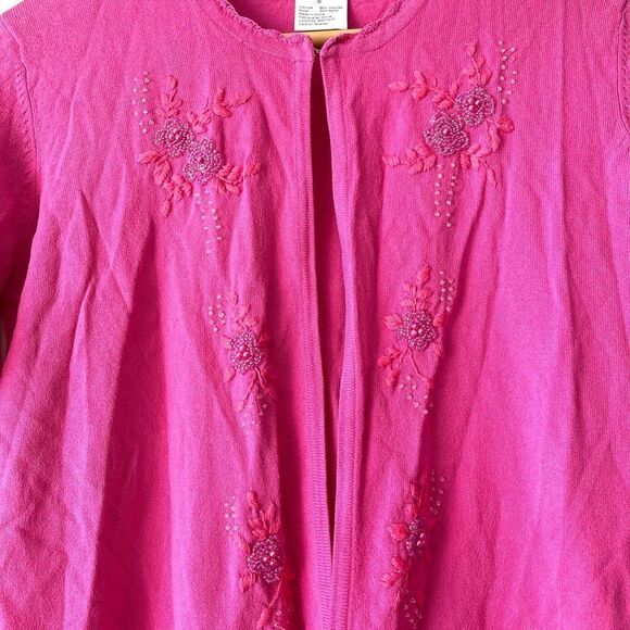 April Cornell Cardigan Beaded Embroidery Pink Sz Small 12 - Picture 2 of 6